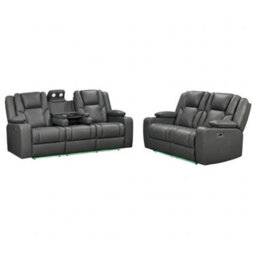 Home Luxe Interiors Adorn Grey Pu Leather Electric Recliner Sofa Set - 3 & 2 Seater - thumbnail 8