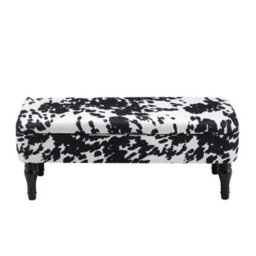 Velvet Storage Bench Ottoman Foot Rest Seat Cow Print End Of Bed Stool W Storage - thumbnail 1
