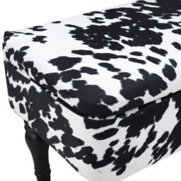 Velvet Storage Bench Ottoman Foot Rest Seat Cow Print End Of Bed Stool W Storage - thumbnail 4