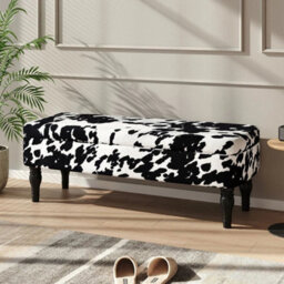 Velvet Storage Bench Ottoman Foot Rest Seat Cow Print End Of Bed Stool W Storage - thumbnail 6