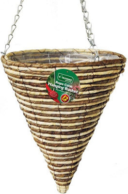 Kingfisher Garden Kingfisher 30Cm Rope Cone Garden Plant Lined Basket 40Cm Hanging Chain - image 1