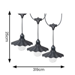 6 X Battery Op Black Pleated String Lights Scallop Outdoor Garden Led Lighting - thumbnail 2
