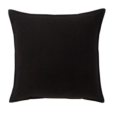 GoodHome Black Plain Cotton Effect Indoor Cushion (L)60Cm (W)60Cm - image 1
