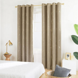 Deconovo Eyelet Room Darkening Curtains, Gold Wave Foil Printed Curtains, Energy Saving Curtains, W46 X L90 Inch, Taupe, 1 Pair - thumbnail 4