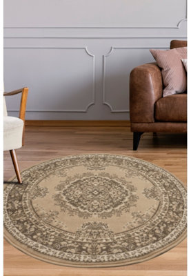 Melrose Colorama Traditional Natural Area Circle Circular Round Rug 120/120Cm - image 1