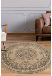 Melrose Colorama Traditional Natural Area Circle Circular Round Rug 120/120Cm - thumbnail 1