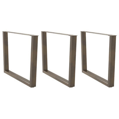 Berkfield Dining Table Legs V-Shape 3 Pcs Natural Steel 100X(72-73.3) Cm Steel - image 1