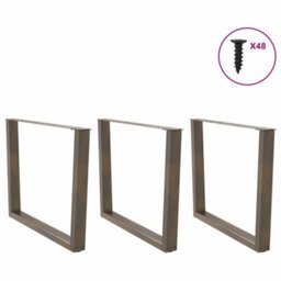 Berkfield Dining Table Legs V-Shape 3 Pcs Natural Steel 100X(72-73.3) Cm Steel - thumbnail 3