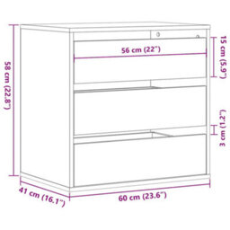 Vidaxl Corner Chest Of Drawers Black 60X41X58 Cm Engineered Wood - thumbnail 3
