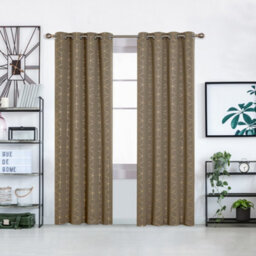 Deconovo Blackout Eyelet Noise Reduction Curtains, Gold Diamond Printed Thermal Insulated Curtains, W66 X L90 Inch, Taupe, 1 Pair - thumbnail 2
