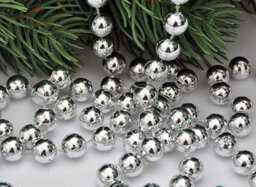Shatchi Silver Shiny Christmas Bead Chain Metallic Beaded Garland Artificial Pearls Tinsel For Christmas Tree Hanging Decorations - thumbnail 3