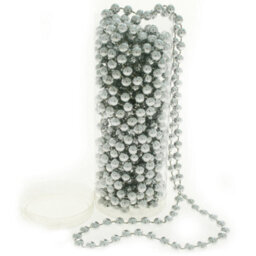 Shatchi Silver Shiny Christmas Bead Chain Metallic Beaded Garland Artificial Pearls Tinsel For Christmas Tree Hanging Decorations - thumbnail 4
