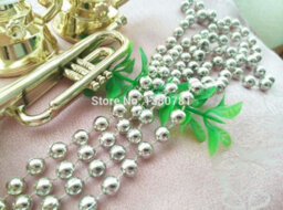 Shatchi Silver Shiny Christmas Bead Chain Metallic Beaded Garland Artificial Pearls Tinsel For Christmas Tree Hanging Decorations - thumbnail 6
