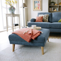 Abakus Direct Harper Collection Footstool In Dark Blue
