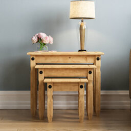 Lassic Vida Designs Corona Nest Of Tables Set Of 3 Solid Pine Coffee Side End Table - thumbnail 3