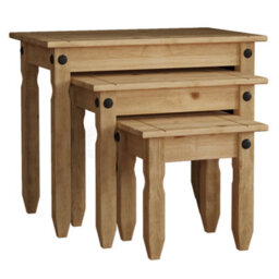 Lassic Vida Designs Corona Nest Of Tables Set Of 3 Solid Pine Coffee Side End Table - thumbnail 7