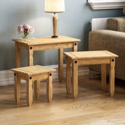 Lassic Vida Designs Corona Nest Of Tables Set Of 3 Solid Pine Coffee Side End Table - thumbnail 4