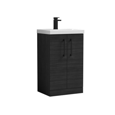 Balterley Bramshall Modern Bathroom 2 Soft Close Door & Mid-Edge Vanity Unit Basin, Charcoal Black, 500mm - image 1