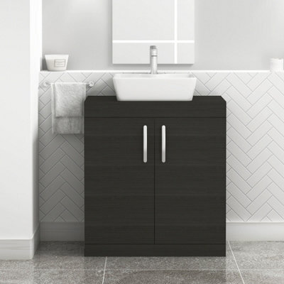 Royal Bathrooms Turin 800mm Floor Standing Vanity Unit 2 Door Hale Black & Countertop Basin - Cube - image 1