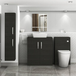 Royal Bathrooms Turin 800mm Floor Standing Vanity Unit 2 Door Hale Black & Countertop Basin - Cube - thumbnail 2