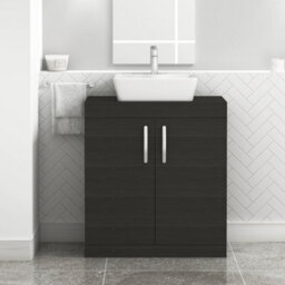 Royal Bathrooms Turin 800mm Floor Standing Vanity Unit 2 Door Hale Black & Countertop Basin - Cube - thumbnail 1