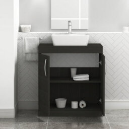 Royal Bathrooms Turin 800mm Floor Standing Vanity Unit 2 Door Hale Black & Countertop Basin - Cube - thumbnail 3