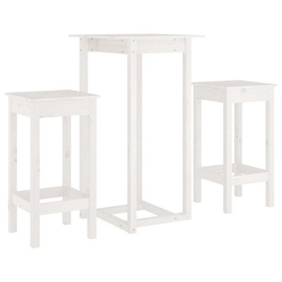 Berkfield Rustic 3 Piece Bar Set White Solid Wood Pine - image 1