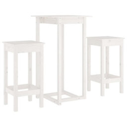 Berkfield Rustic 3 Piece Bar Set White Solid Wood Pine - thumbnail 1