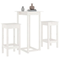 Berkfield Rustic 3 Piece Bar Set White Solid Wood Pine - thumbnail 4