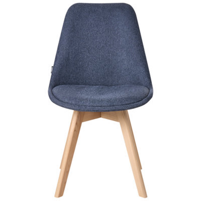 Beliani Set Of 2 Dark Blue Upholstered Dining Chairs With Beechwood Legs - Modern, Elegant - image 1