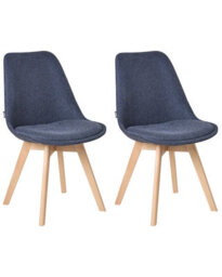 Beliani Set Of 2 Dark Blue Upholstered Dining Chairs With Beechwood Legs - Modern, Elegant - thumbnail 3