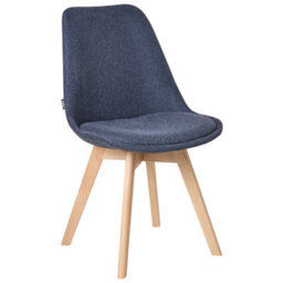 Beliani Set Of 2 Dark Blue Upholstered Dining Chairs With Beechwood Legs - Modern, Elegant - thumbnail 4