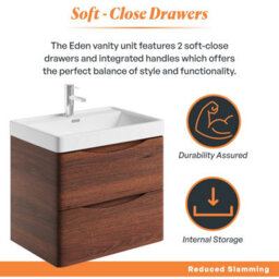 Plum&clay Eden Redwood Wall Hung Vanity Unit With Resin Basin (W)600mm - thumbnail 6