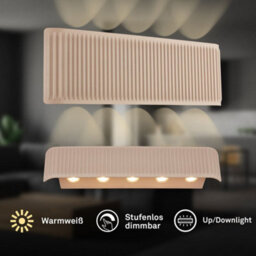 Briloner Beige Wall Light Led Rechargeable Cordless 250Lm Up And Down 2700K Hallway Bedroom 285X90X45mm - thumbnail 2