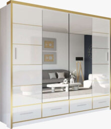 Sliding Wardrobes 4 u LTD Sliding Wardrobes 4U Cardiff High Gloss Mirror Sliding Door Wardrobe In 3 Colors And 2 Sizes (White&gold, W2030mm H2200mm) - thumbnail 2