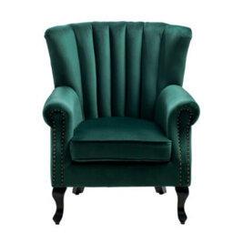 Living And Home Green Vintag Armchair With Rubberwood Legs, 90Cm H - thumbnail 5