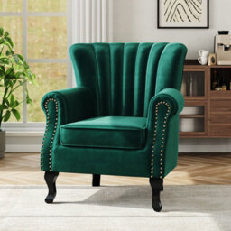 Living And Home Green Vintag Armchair With Rubberwood Legs, 90Cm H - thumbnail 1