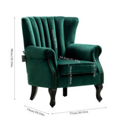 Living And Home Green Vintag Armchair With Rubberwood Legs, 90Cm H - thumbnail 6