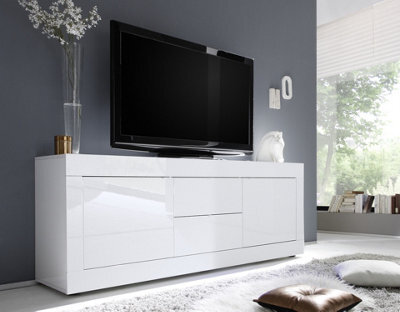 FurniComp LTD Furnicomp Selene Large 2 Door 2 Drawer White Gloss Tv Unit - image 1