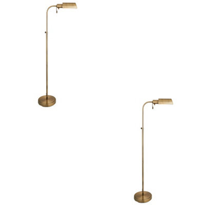 Loops Elegant 2 Pack Adjustable Antique Brass Floor Lamps With Led E27 Bulbs - image 1
