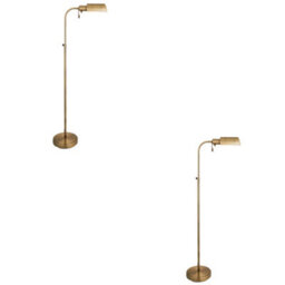 Loops Elegant 2 Pack Adjustable Antique Brass Floor Lamps With Led E27 Bulbs - thumbnail 1