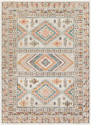 Livabliss Ankara-Vintage Pink Grey Traditional Boho Living Dining Bedroom Rug 200 X 275 Cm Easy Care, Non Shedding - image 1