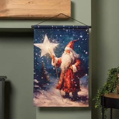 Samuel Alexander 60Cm X 40Cm Battery Operated Light Up St Nick Fabric Hanging Christmas Banner - image 1