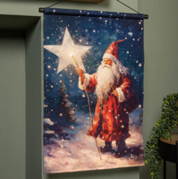 Samuel Alexander 60Cm X 40Cm Battery Operated Light Up St Nick Fabric Hanging Christmas Banner - thumbnail 6