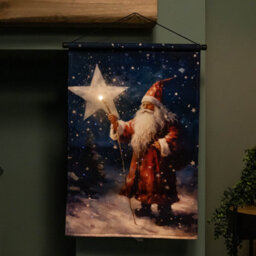 Samuel Alexander 60Cm X 40Cm Battery Operated Light Up St Nick Fabric Hanging Christmas Banner - thumbnail 2