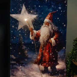 Samuel Alexander 60Cm X 40Cm Battery Operated Light Up St Nick Fabric Hanging Christmas Banner - thumbnail 3