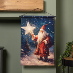 Samuel Alexander 60Cm X 40Cm Battery Operated Light Up St Nick Fabric Hanging Christmas Banner - thumbnail 1