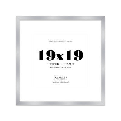 "19X19"" Silver Picture Frame - 19X19"" Square Frame With 16X16"" Mount For 19X19""/16X16"" Pictures Classic Style Wall Art, 1 Pack" - image 1