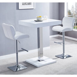 Furniture in Fashion Topaz White High Gloss Bar Table With 2 Candid White Stools - thumbnail 1