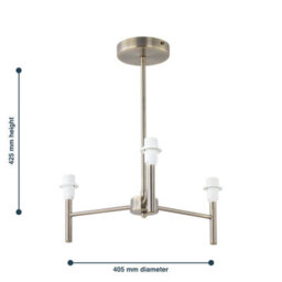 First Choice Lighting Brea - Antique Brass 3 Arm Semi Flush Fitting Only - thumbnail 3
